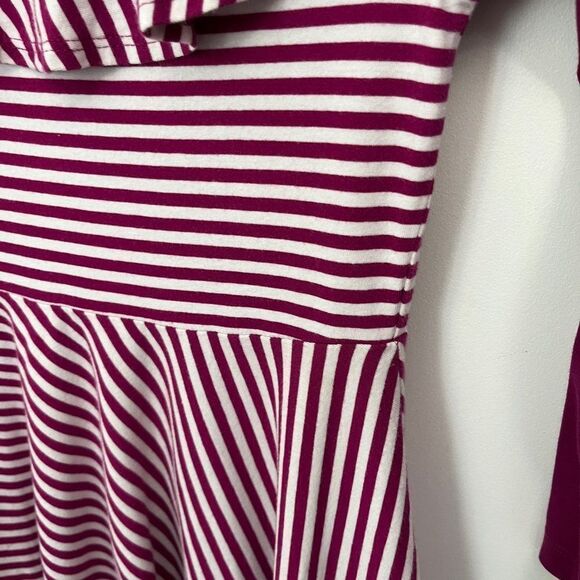 Striped Maroon and White Kids Dress - Picture 3 of 4